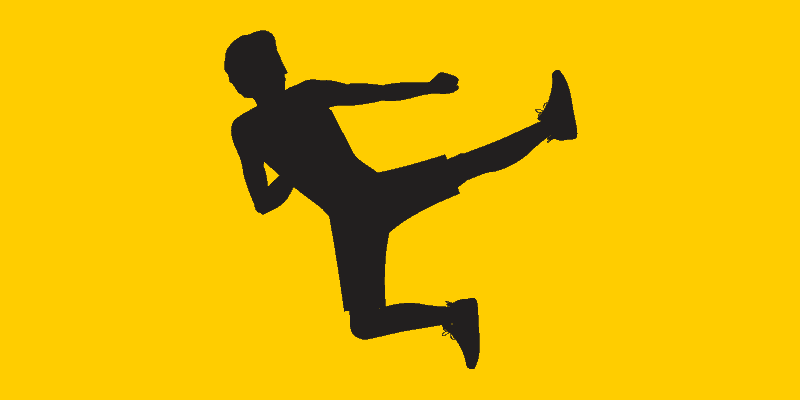 man doing karate kick in front of yellow background - Amazon package not received