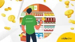 vector graphic of an instacart shopper shopping in store - header image for how much does instacart pay