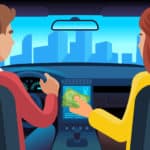 vector graphic of woman handing man a tip to illustrate does uber take cash
