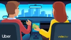 vector graphic of woman handing man a tip to illustrate does uber take cash