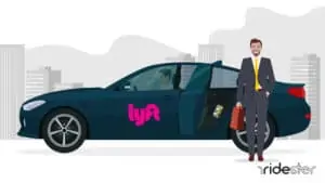 vector graphic showing a man dropping his phone after exiting a lyft vehicle and having to use Lyft Lost and Found to get it back