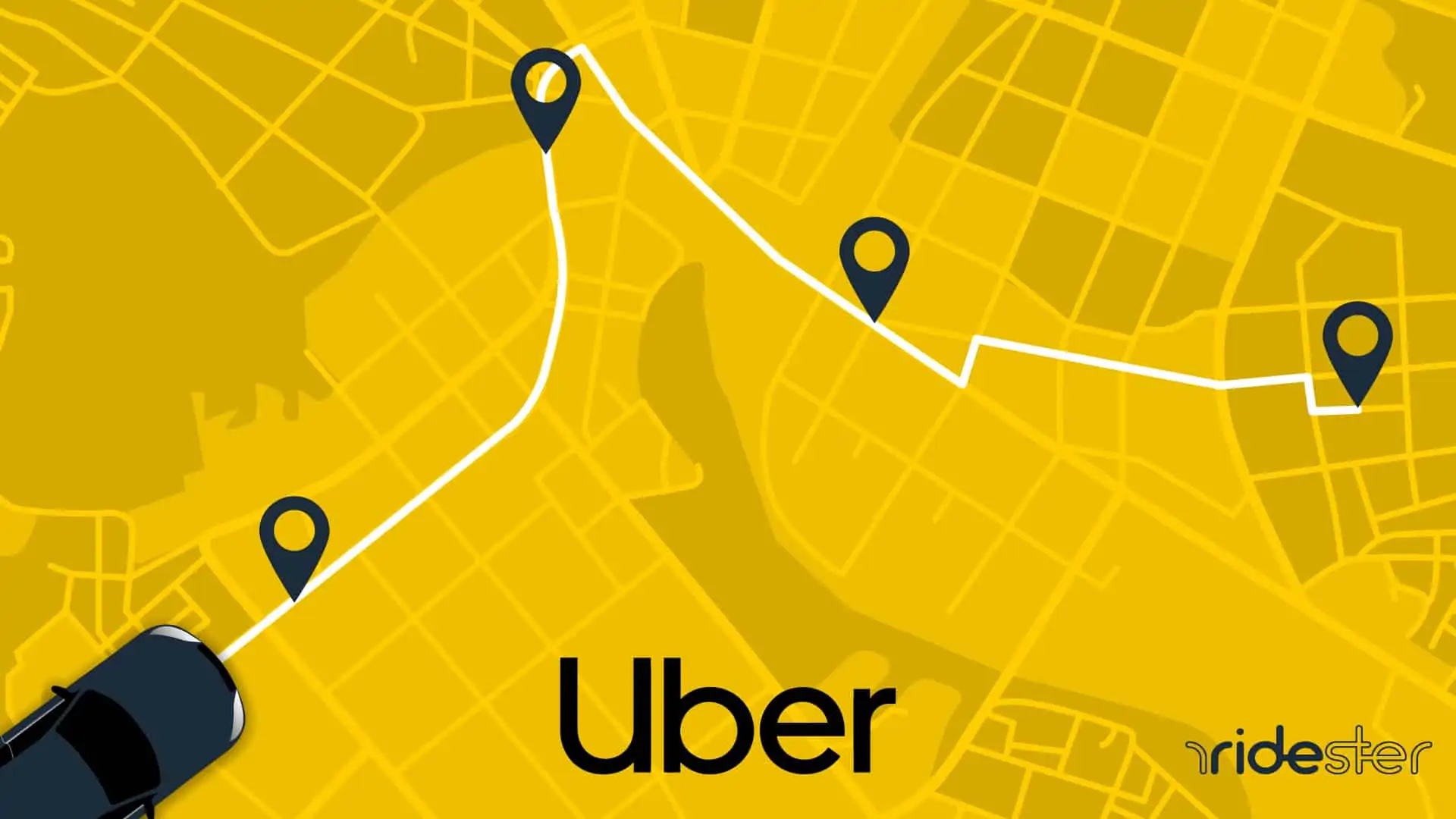 vector graphic showing an illustration of Uber multiple stops on an illustration