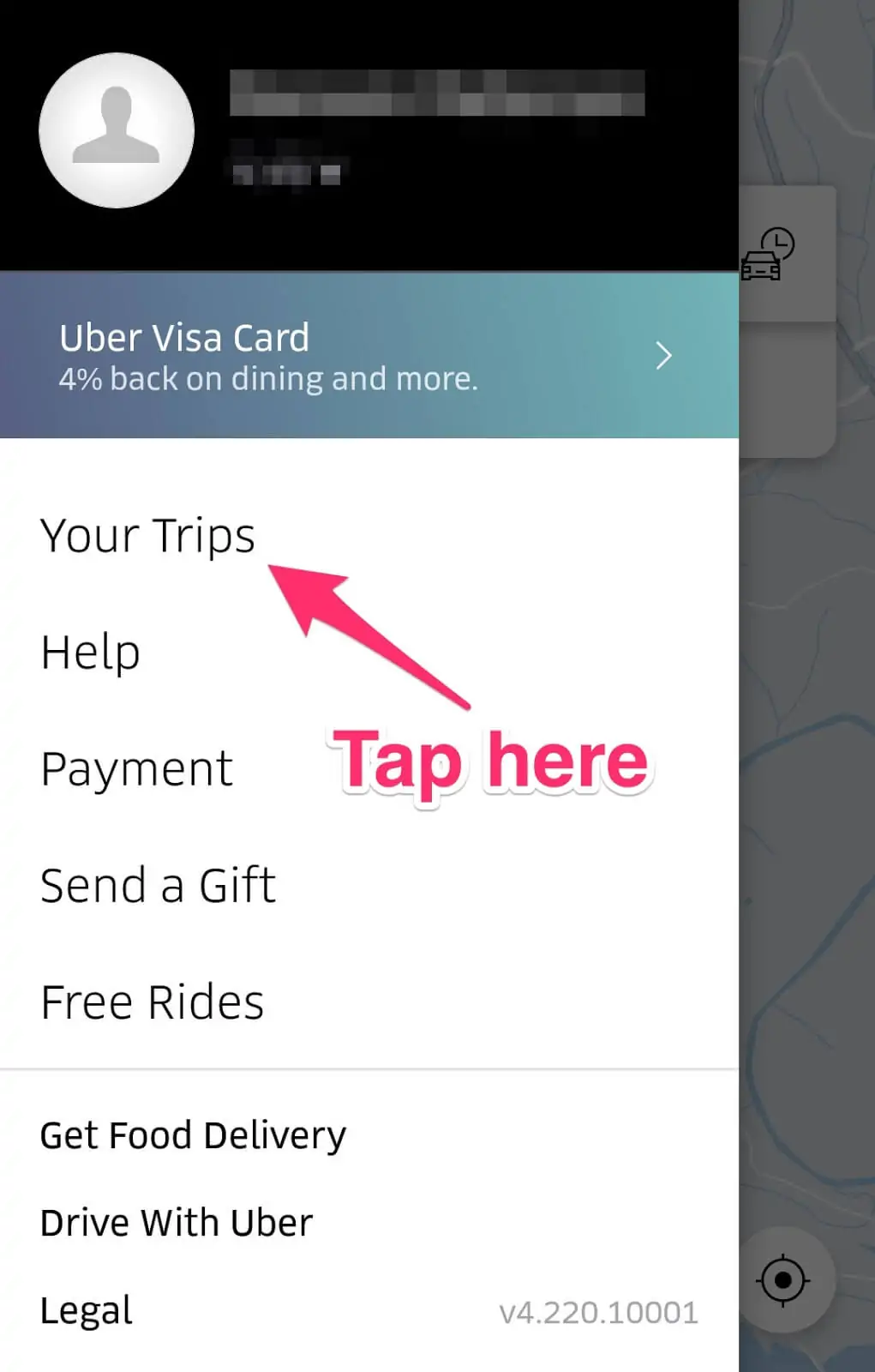 Uber receipt: Your Trips