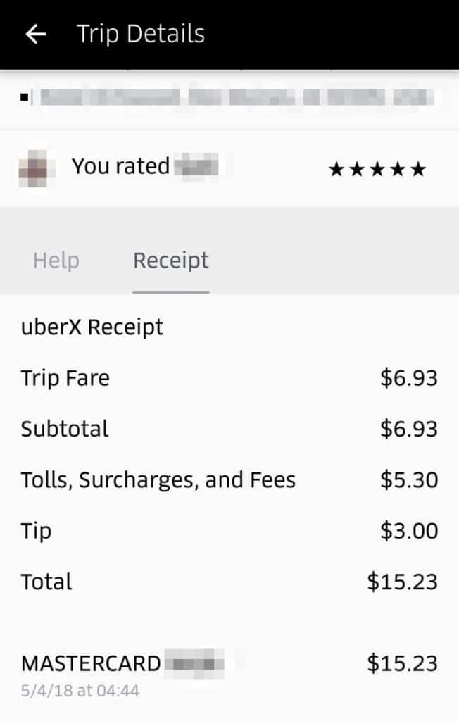a screenshot of an uber receipt