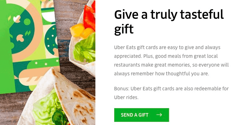 The Top 4 Food Delivery Service Gift Cards: Uber Eats 1