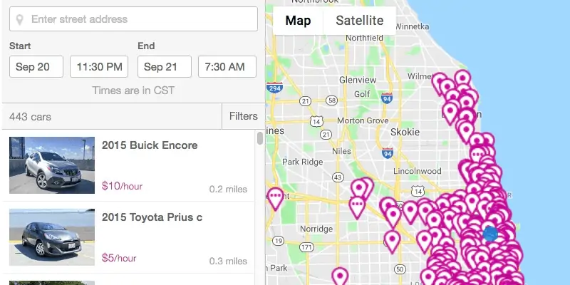 Getaround: Your Complete Guide to the Car-Sharing Service - Map