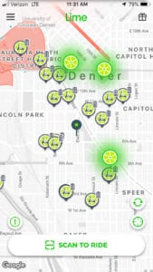 Lime Scooter Map Screenshot
