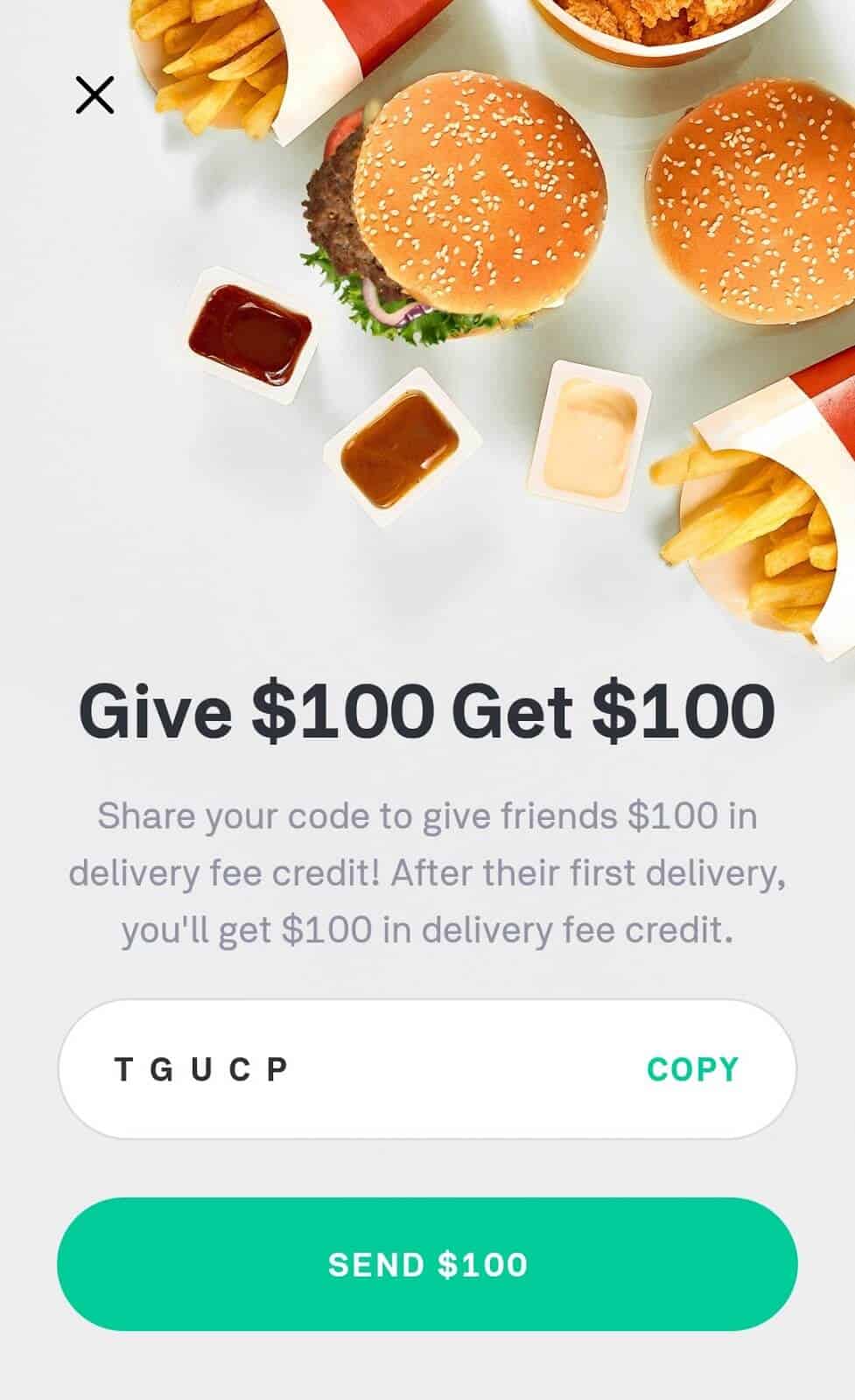 Postmates Promo Code for Existing Users: promo code screen