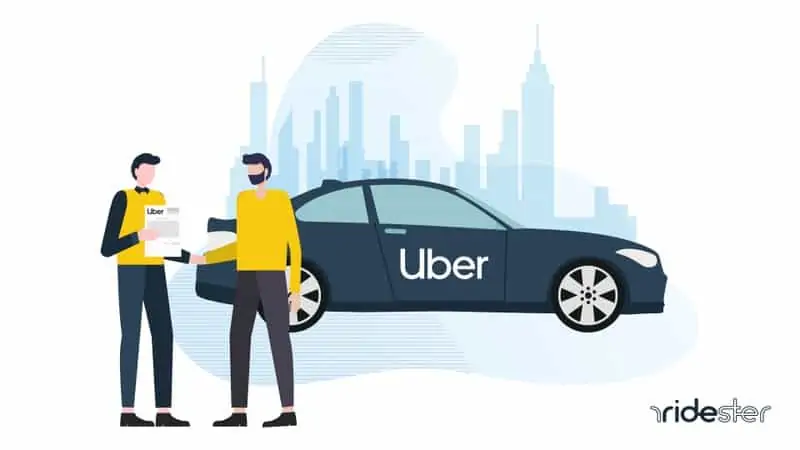 vector image of a man transferring an uber lease to another man