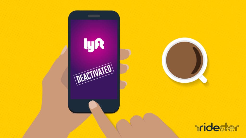 hand holding a mobile phone with a Lyft deactivation message on the screen