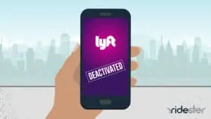 hand holding a mobile phone with a Lyft account deactivated error on the screen