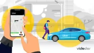 vector graphic showing a person in the process of order uber for someone else