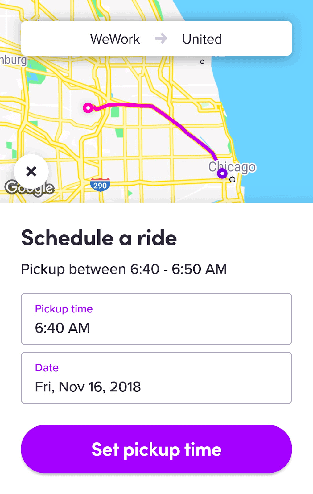 How to Schedule a Lyft Ride - Enter pickup time