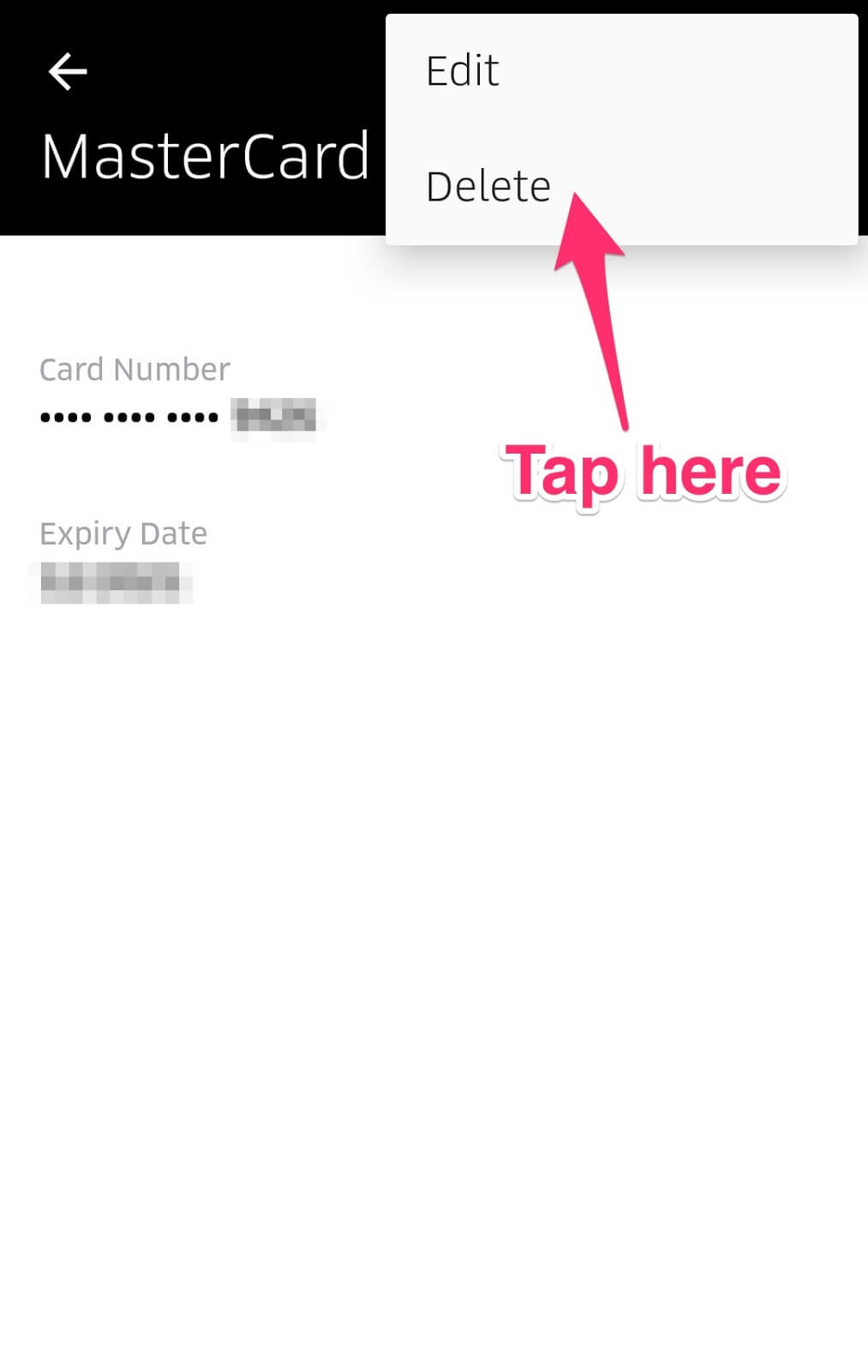 How to Remove Your Credit Card from Uber: tap here to delete