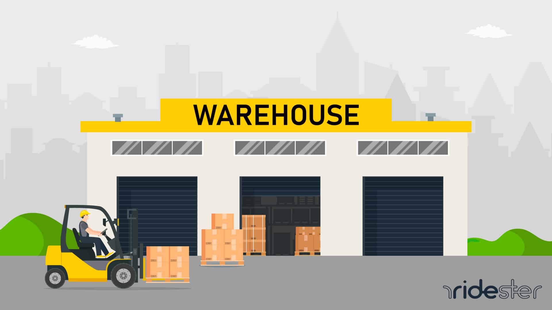 Vector graphic of warehouse doors for Amazon Logistics (AMZL_US) post