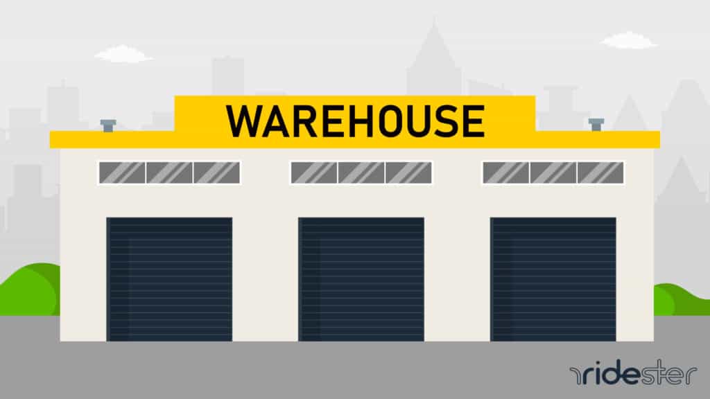 Vector graphic of warehouse doors for Amazon Logistics (AMZL_US) post