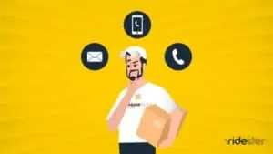 vector graphic of a man thinking about the various types of amazon flex support options floating above his head