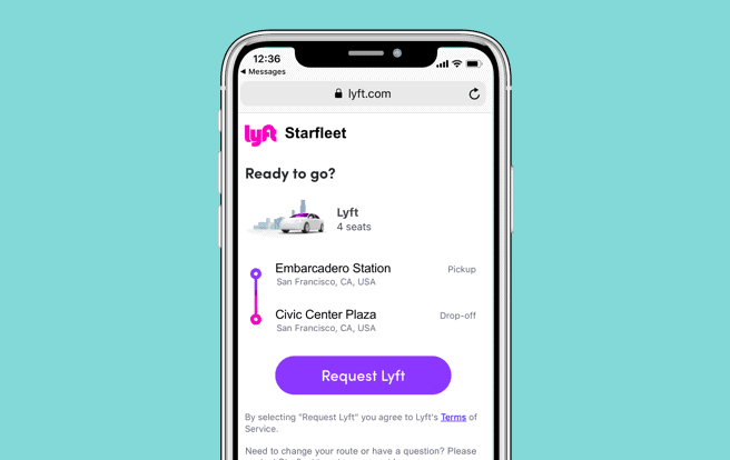 Screenshot of the Lyft Concierge app