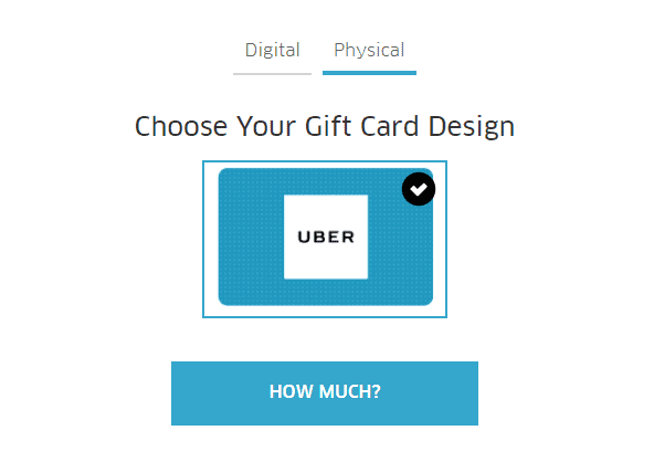 Uber gift card design