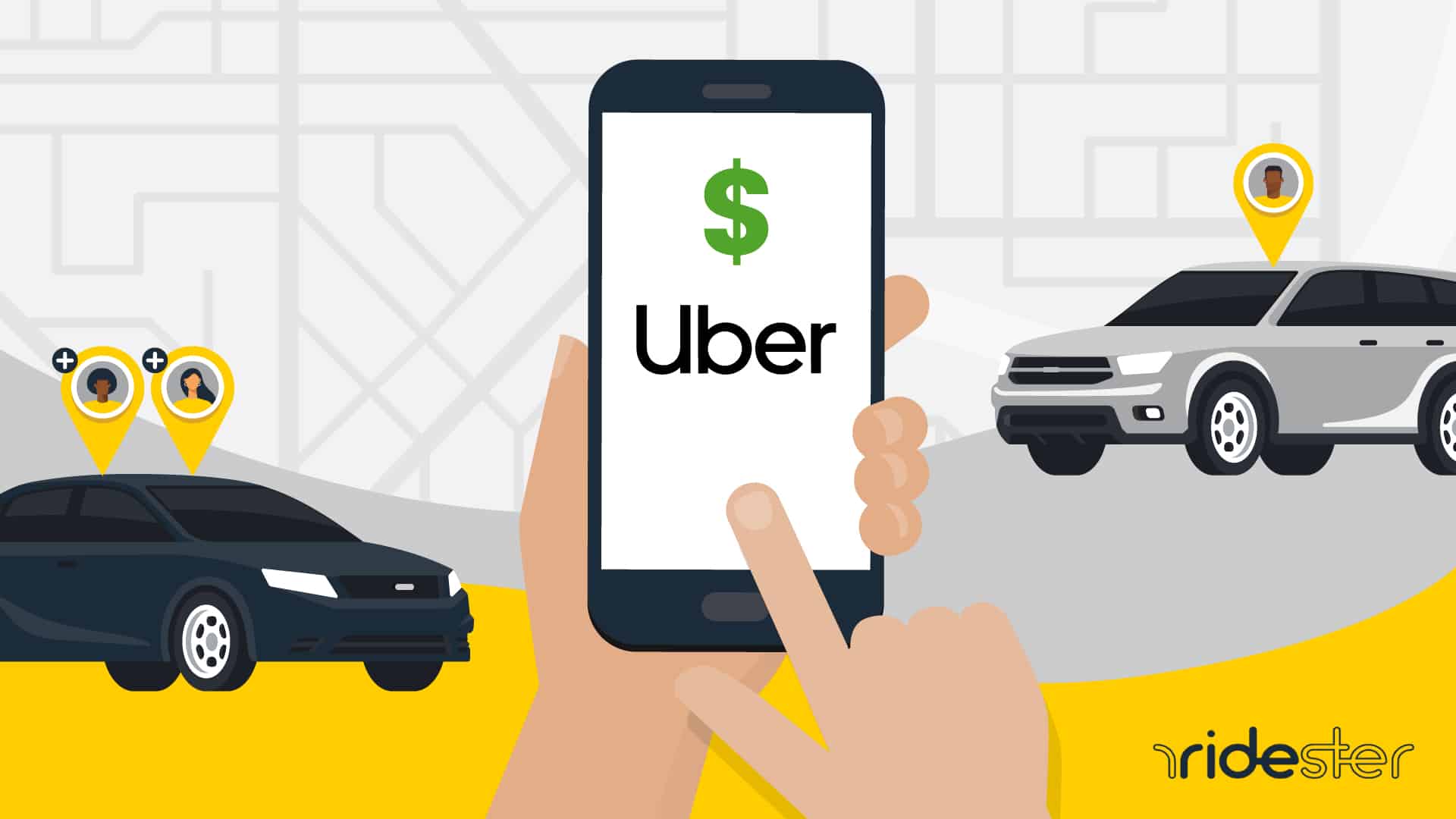 vector graphic illustrating different elements of how much does Uber cost
