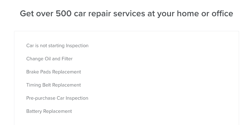YourMechanic list of repair services