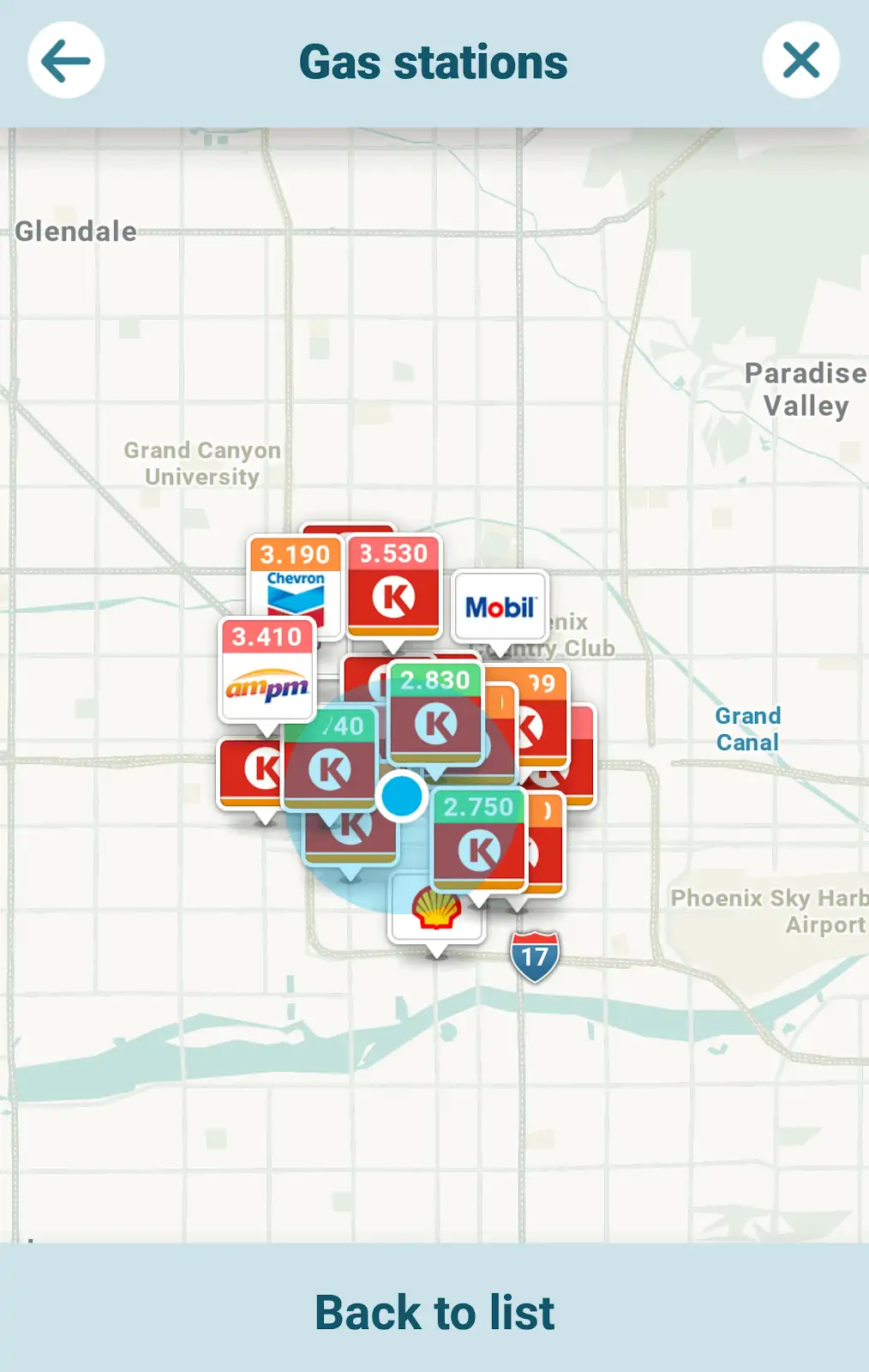 Find nearby gas stations on Waze
