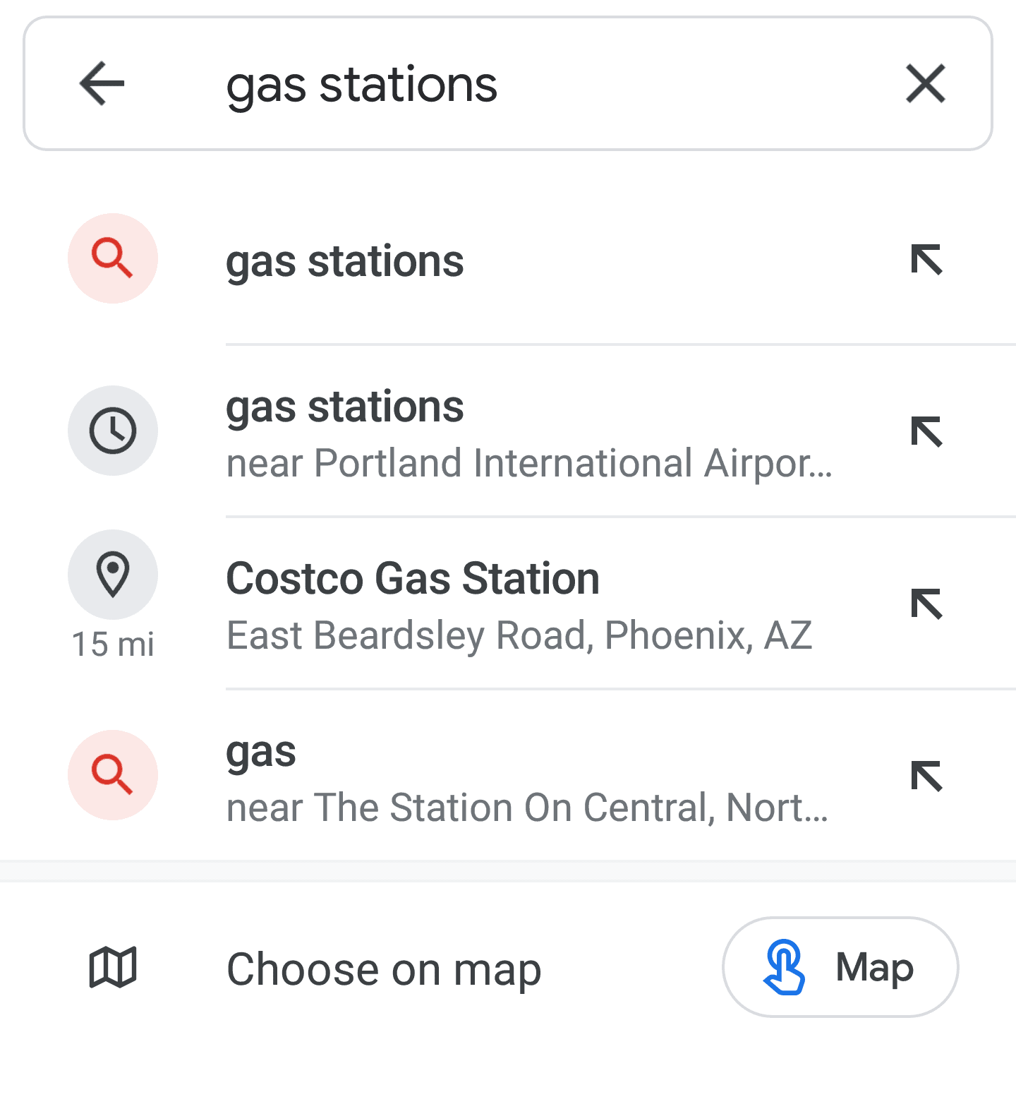 Gas stations nearby on Google maps