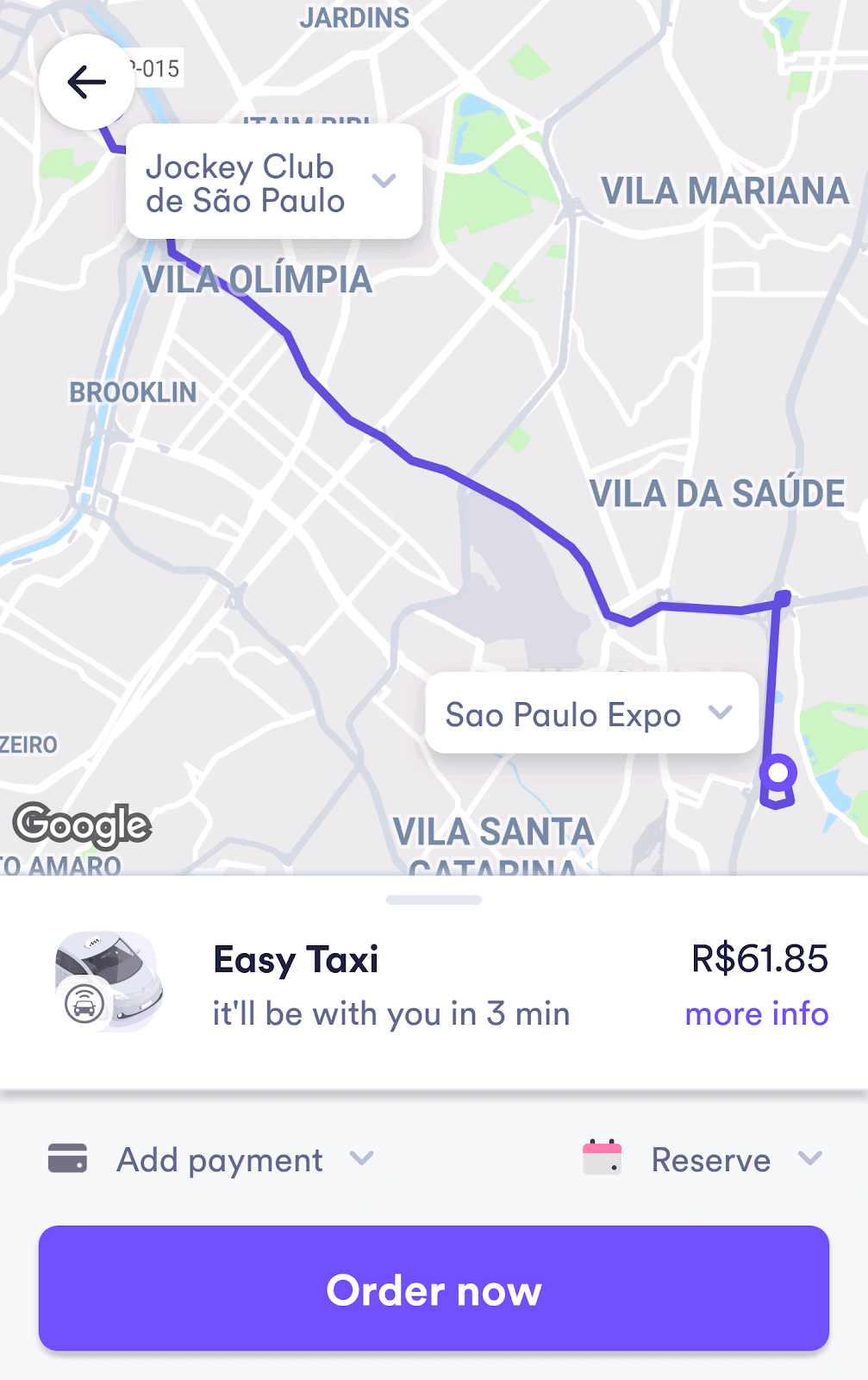 Easy Taxi app screenshot