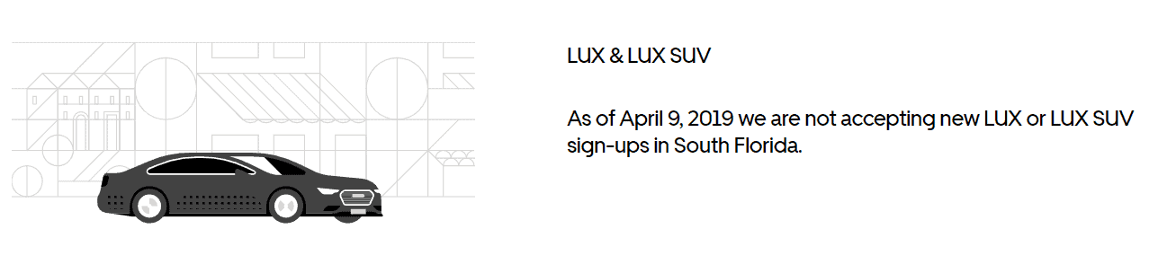 Uber LUX and LUX SUV for South Florida
