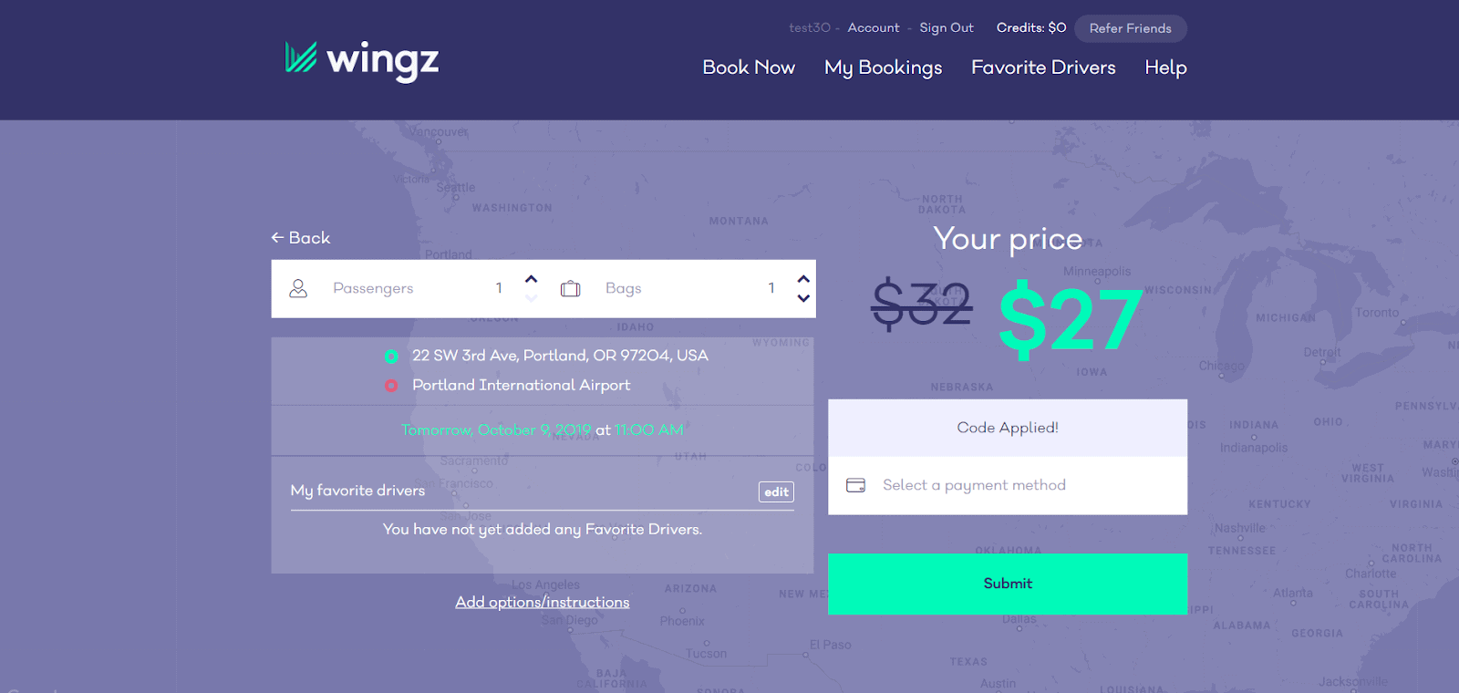 Wingz homepage