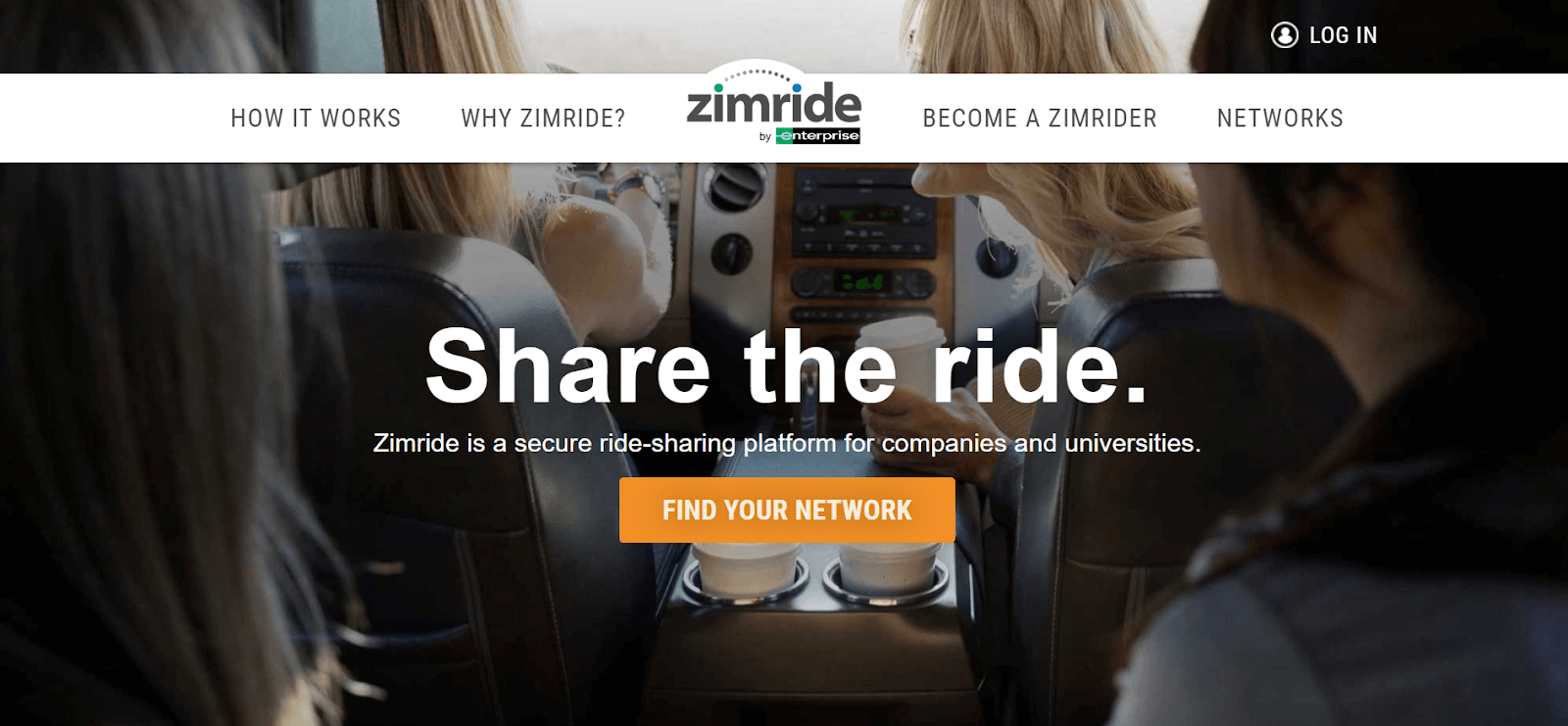 Zimride homepage screenshot