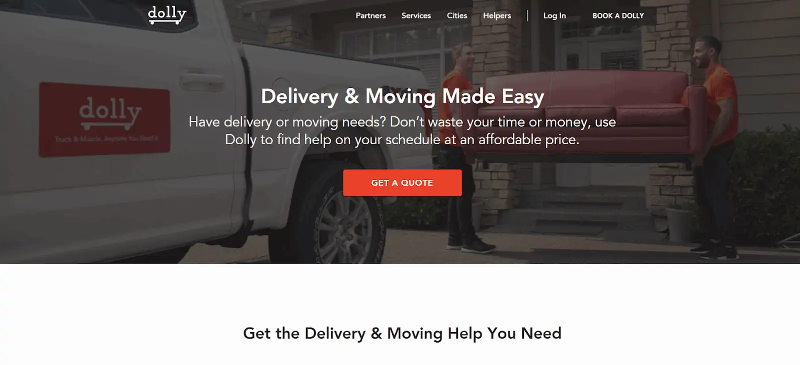 Uber for moving: Dolly homepage