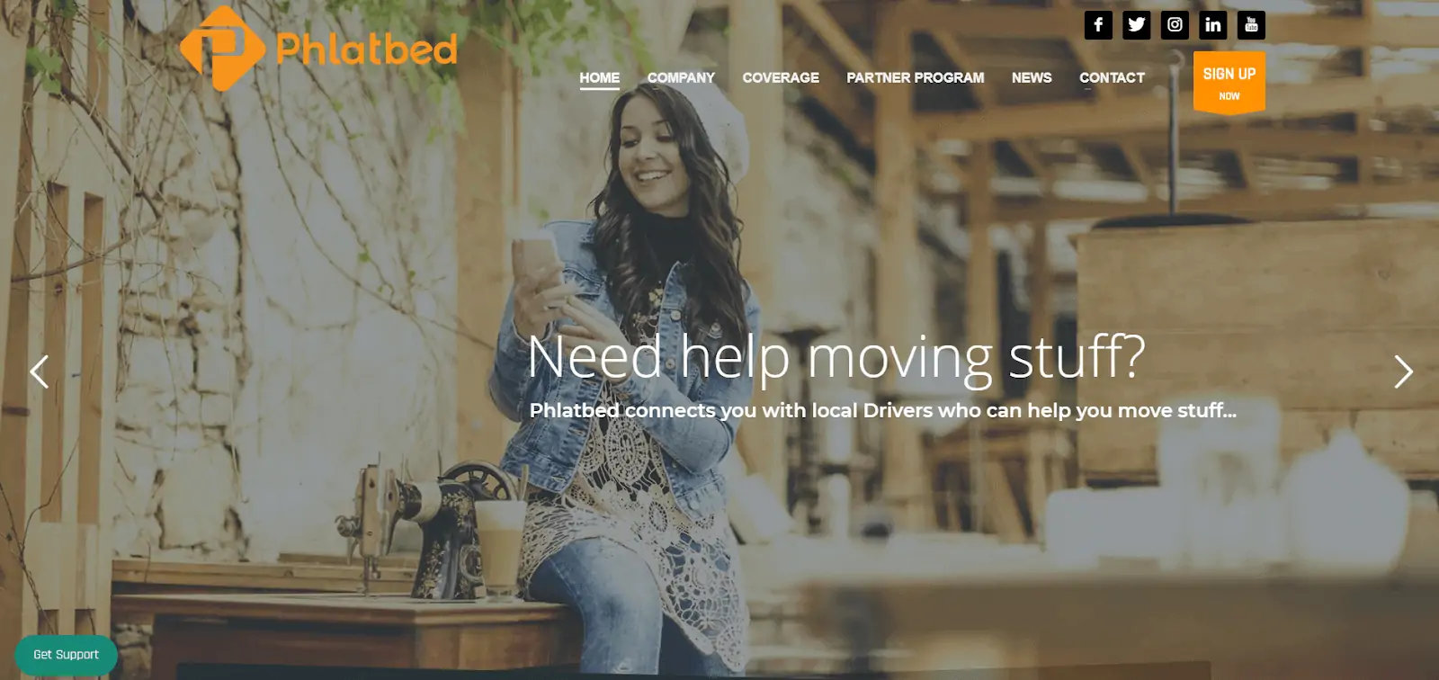 Uber for moving: Phlatbed homepage