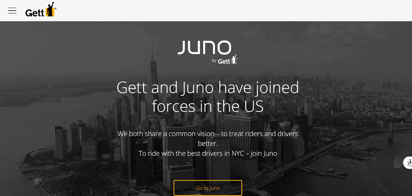 Juno by Gett joint homepage