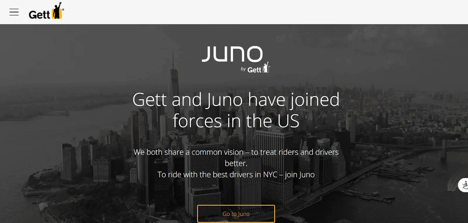 Juno by Gett joint homepage
