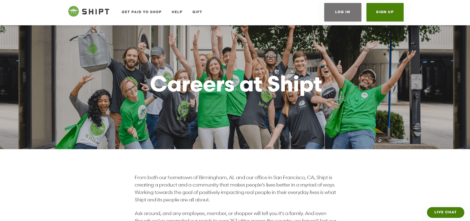 Shipt driver careers page