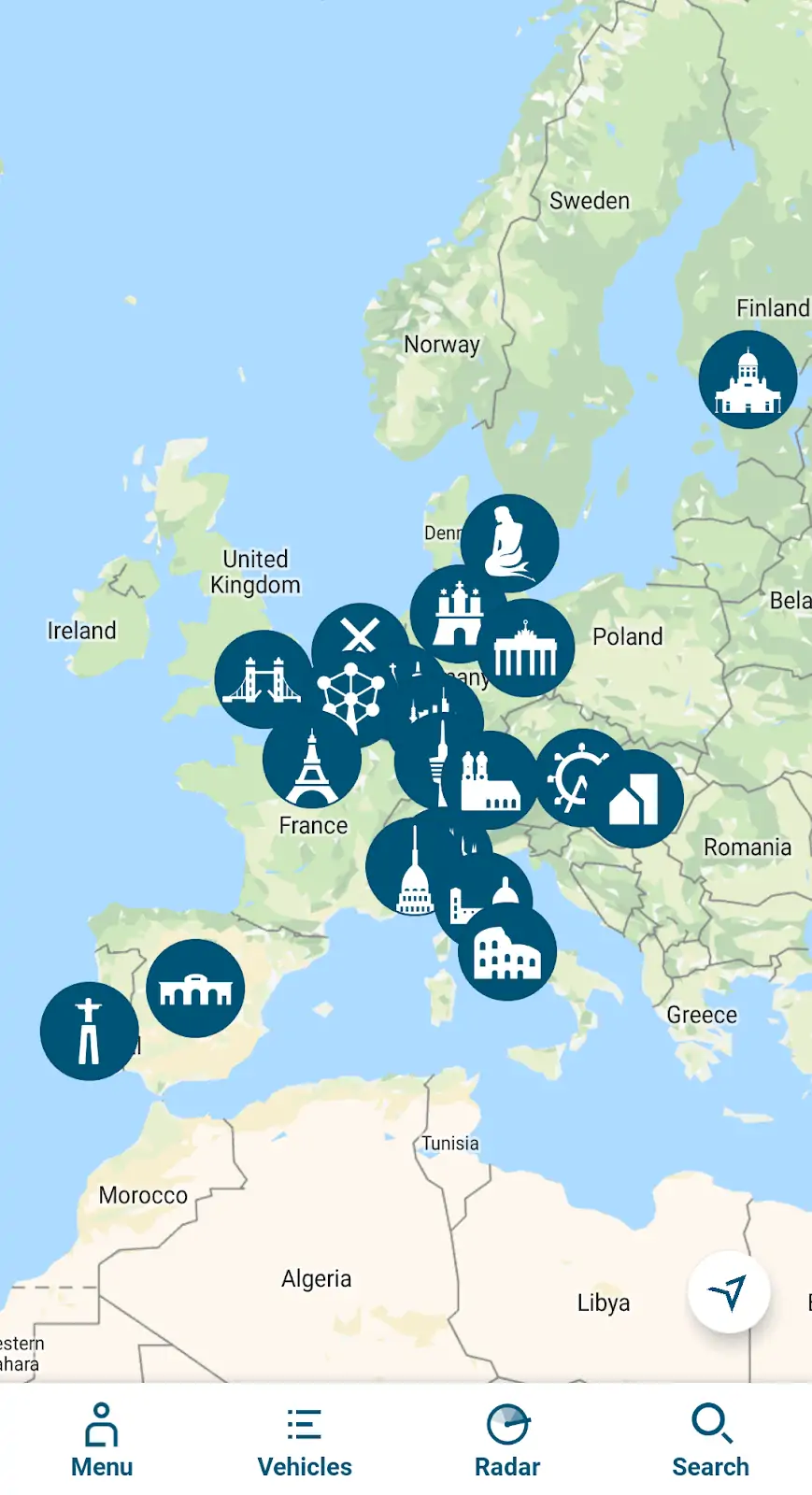 SHARE NOW map of European locations