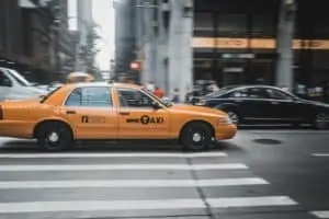 Taxi driving in city