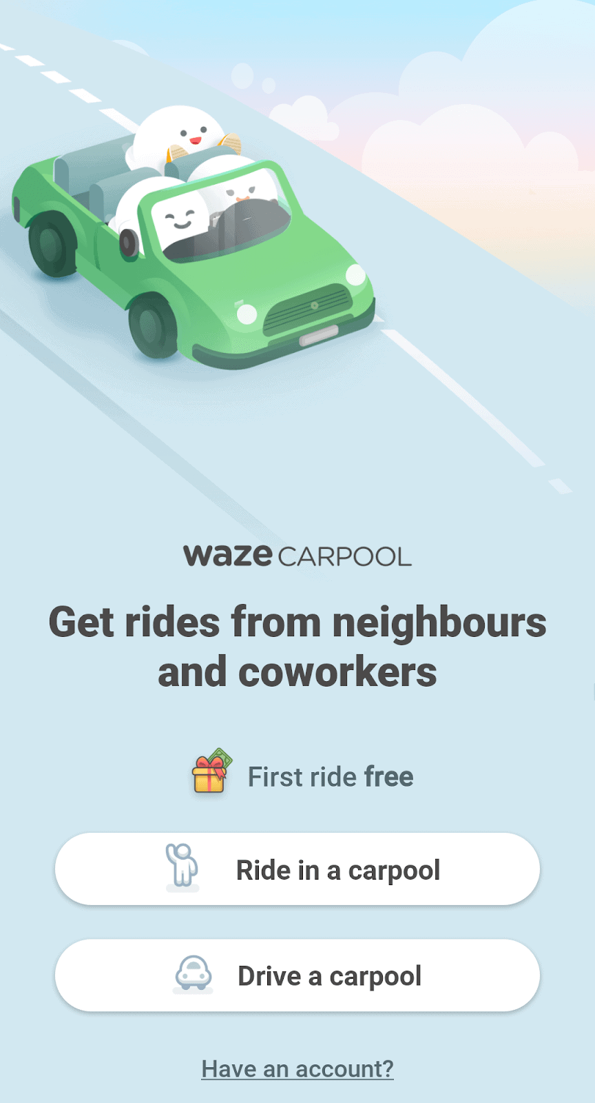 Waze Carpool app screenshot