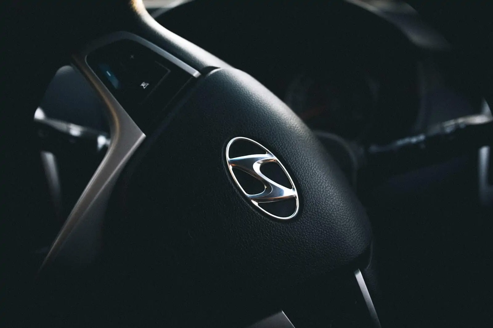 Closeup of steering wheel