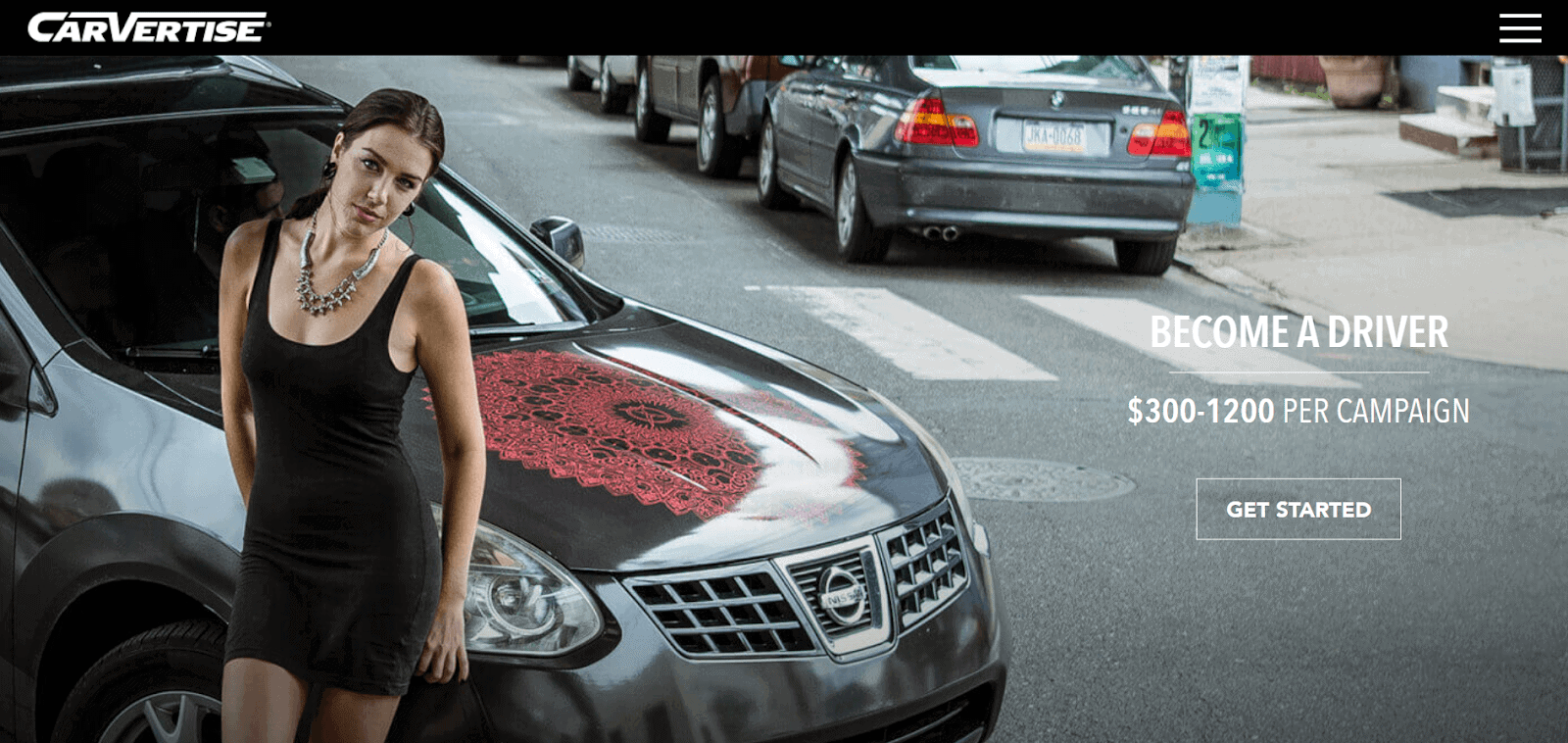 Become a driver page on Carvertise