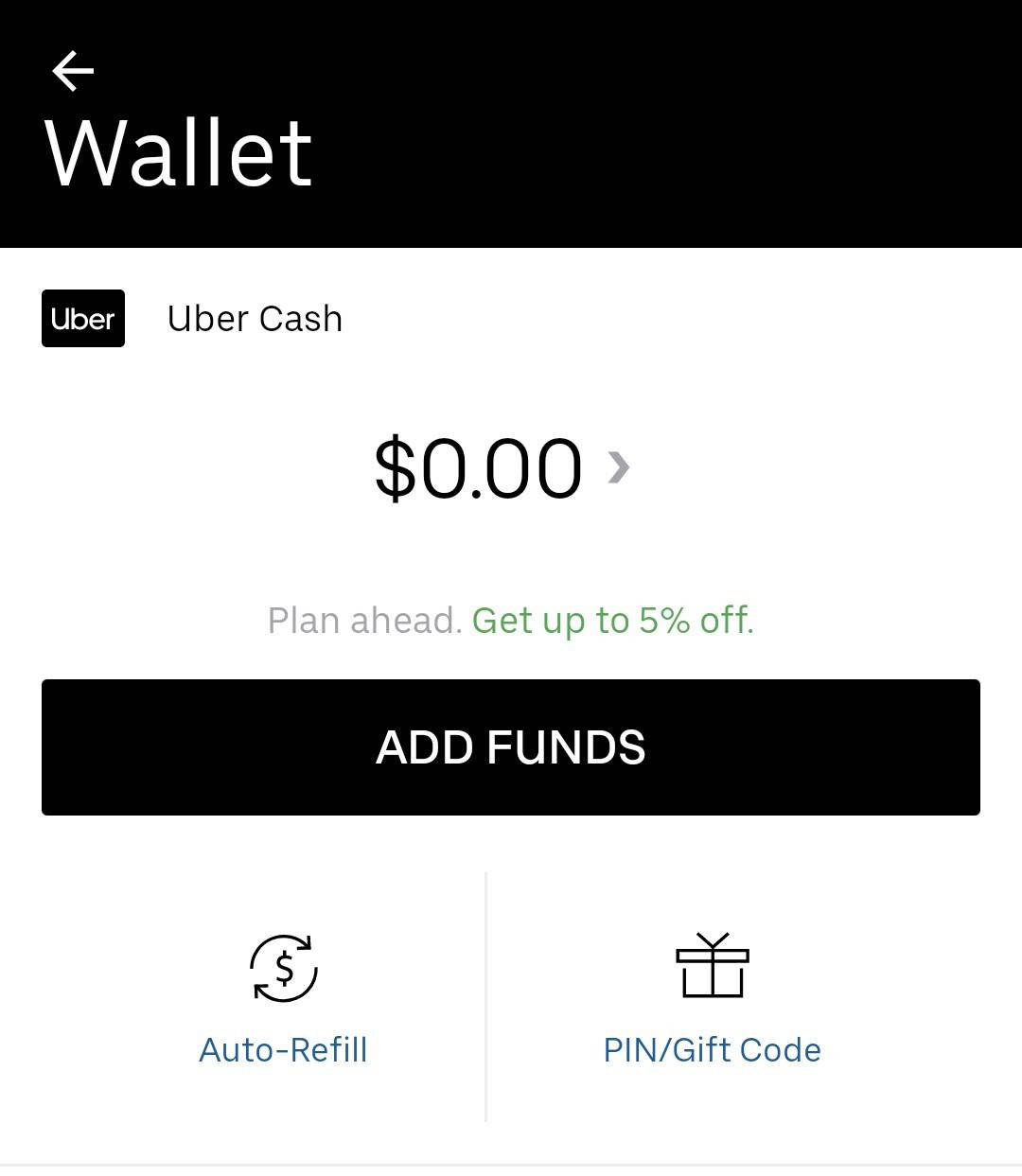 Uber Cash balance