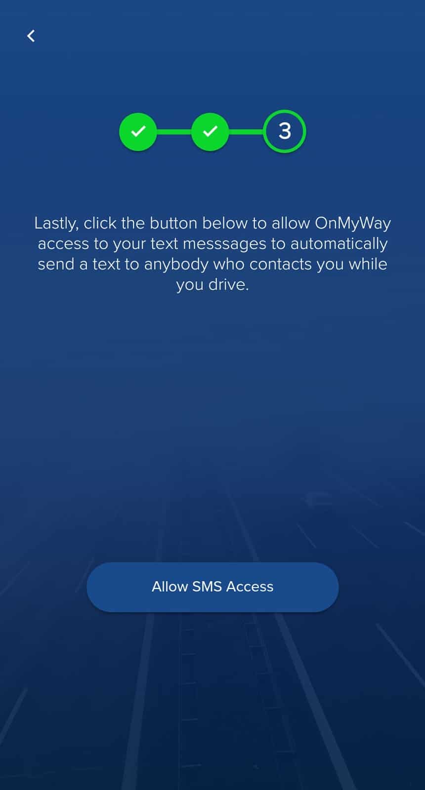 Allow OnMyWay app access to text messages