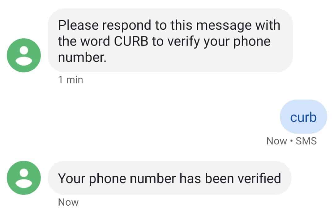 Automated exchange between Curb and user