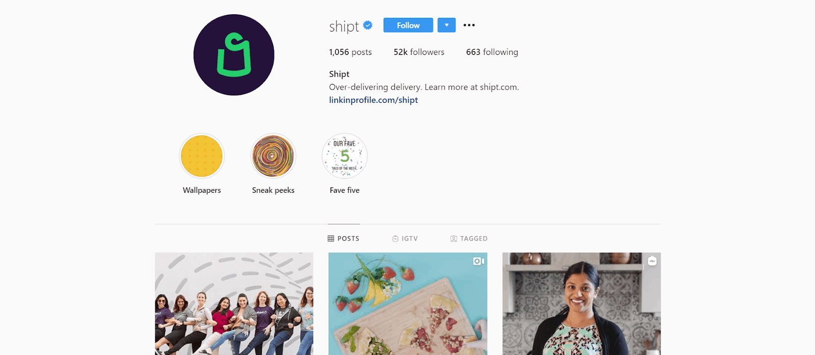 Shipt's instagram page