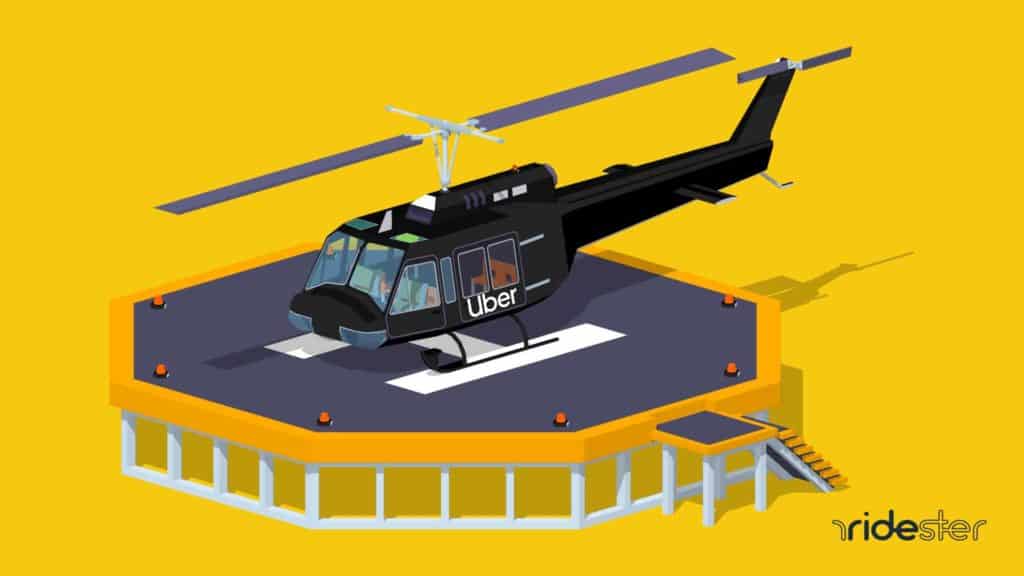 vector graphic showing an Uber helicopter on a helipad