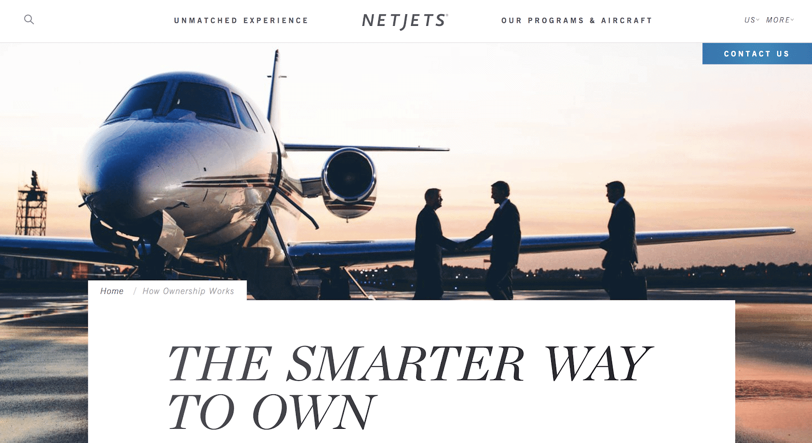 The NetJets homepage