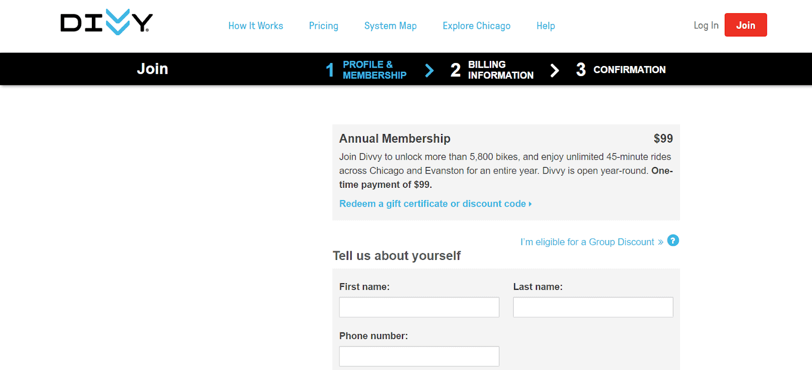 screenshot showing how to get started with divvy bikes