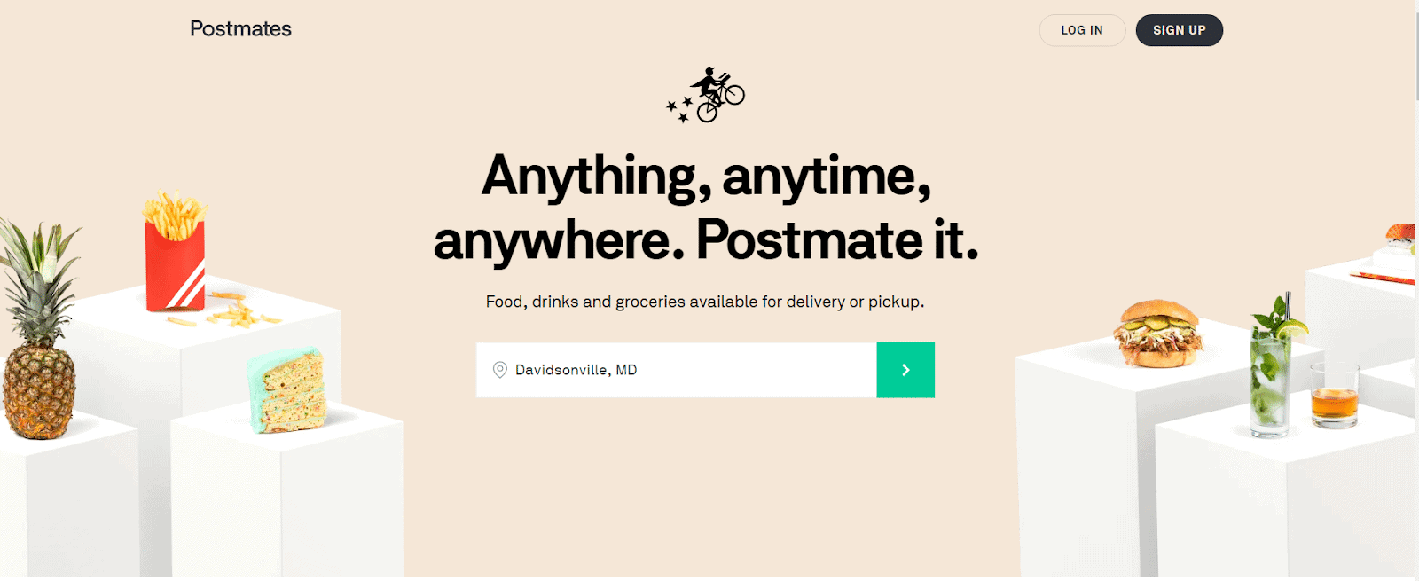 Drive for Postmates: the company's homepage