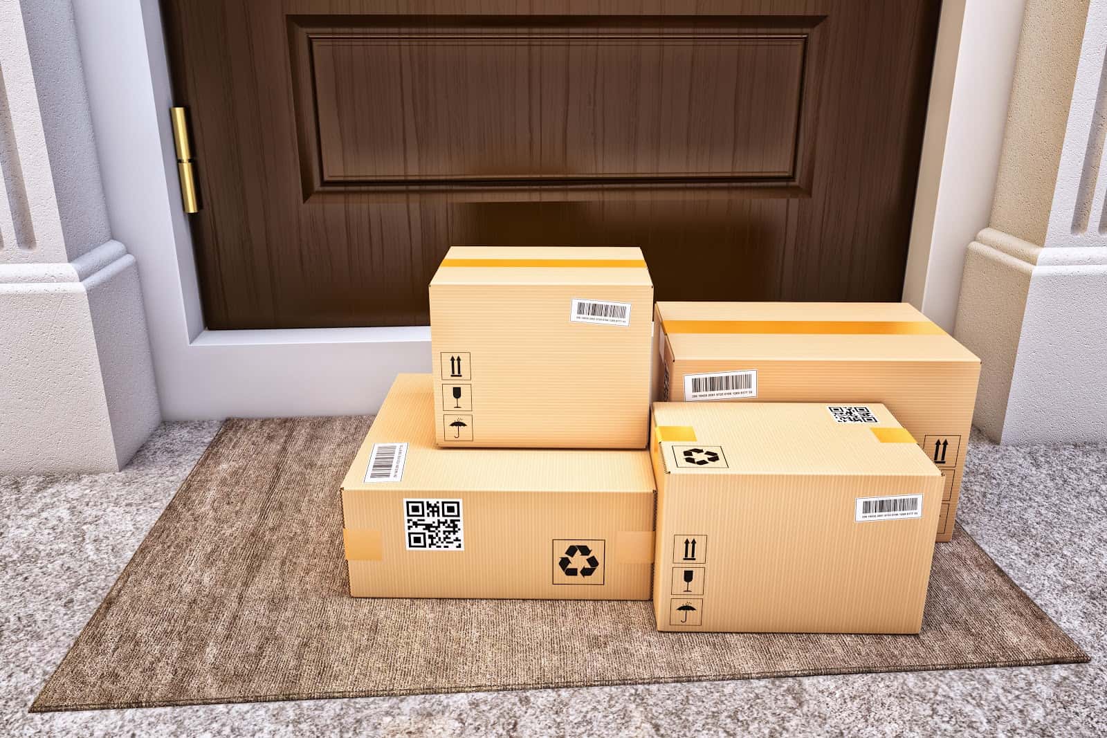 Cardboard packages on doorstep